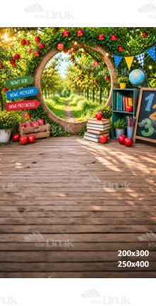 Tło fotograficzne „Szkolna Brama do Sadu Jabłoni” | 4246